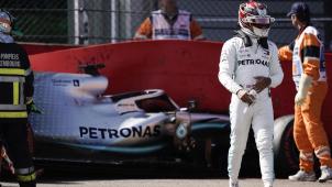 <p>Lewis Hamilton setzte seinen Mercedes am Samstagmittag gegen die Wand.</p>