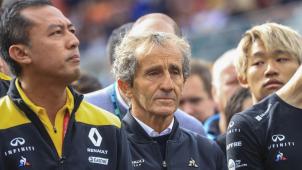 <p>Alain Prost (m.) am Sonntag in Spa-Francorchamps.</p>