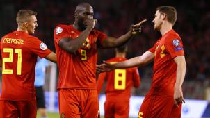 <p>Lukaku (Mitte) brachte Belgien gegen San Marino in Führung.</p>