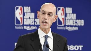 <p>NBA-Commissioner Adam Silver aus den USA spricht bei einer Pressekonferenz.</p>