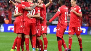 <p>Union Spieler bejubeln das Tor zum 2:0 gegen Freiburg.</p>