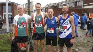<p>Die besten Ostbelgier beim Hauptlauf von links: Jerome Hilger-Schütz, Sieger Tom Reuter, Francis Rauw und Gaël Dethier, Sieger der Masters</p>