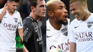 <p>Treffen das Tor zu selten: Flavio Ciampichetti (0), Jon Bautista (3), Jonathan Bolingi (3) und Adalberto Penaranda (0).</p>