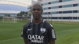 <p>Knowledge Musona im Trainingslager der AS Eupen</p>