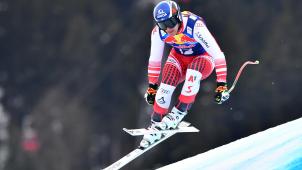 <p>Der Österreicher Matthias Mayer bei seiner siegreichen Abfahrt.</p>