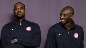 <p>„King James“ (l.) und „Black Mamba“ während der Olympischen Spiele in London 2012</p>