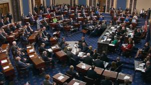 <p>Im Amtsenthebungsverfahren gegen den US-Präsidenten hat der Senat Donald Trump von allen Anklagepunkten freigesprochen.</p>