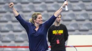 <p>Kim Clijsters bei einer Trainingseinheit.</p>
