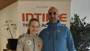 <p>Florence Fohnen und Trainer Yoann Villar</p>