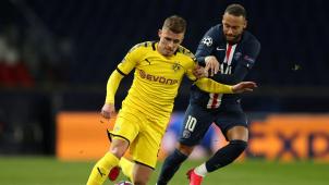 <p>Thorgan Hazard (links gegen Torschütze Neymar) ist ausgeschieden.</p>