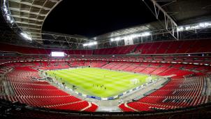 <p>Im Londoner Wembleystadion hätte das Endspiel stattfinden sollen.</p>