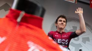 <p>Geraint Thomas saß für den guten Zweck im Sattel.</p>