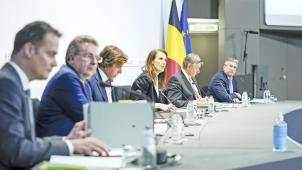 <p>Ein mittlerweile gewohntes Bild: die Pressekonferenz im Anschluss an die Sitzung des Nationalen Sicherheitsrats</p>