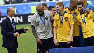 <p>Roberto Martinez, Thierry Henry und Kevin De Bruyne (v.l.)</p>