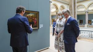 <p>Zur Wiedereröffnung besuchten König Philippe und König Mathilde gestern das Museum der Schönen Künste in Brüssel.</p>