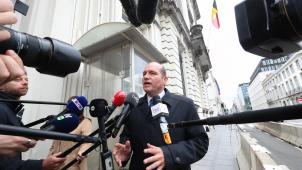 <p>Brüssels Bürgermeister Philippe Close nach seinem Gespräch mit Premier Wilmès.</p>