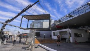 <p>Ein Glascontainer zur Messung der Körpertemperatur wurde am Freitag installiert.</p>