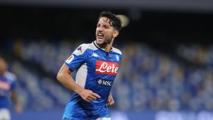 <p>Dries Mertens nach seinem Rekordtor am Samstag. Der Rote Teufel hat seinen Vertrag in Neapel verlängert.</p>