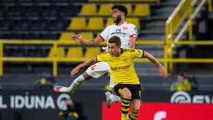 <p>Mainz obenauf: Borussia Dortmund (Thorgan Hazard, unten) ließ Punkte liegen.</p>