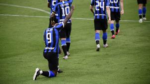 <p>Romelu Lukaku bei seinem Torjubel</p>