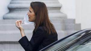 <p>Premierministerin Sophie Wilmes (MR) bei ihrer Ankunft vor dem Start des NRS.</p>