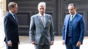 <p>Bart De Wever, König Philippe und Paul Magnette (v.l.n.r.)</p>