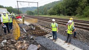 <p>Baustelle von Infrabel am Schienennetz.</p>