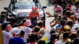 <p>Nairo Quintana bei seiner Ankuft auf der Planche Des Belles Filles vor wenigen Tagen.</p>