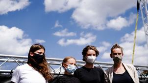 <p>Luisa Neubauer, Greta Thunberg, Anuna De Wever und Adelaide Charlier kritisieren die EU.</p>