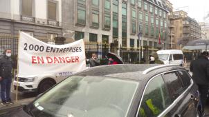 <p>Uber-Fahrer haben am Donnerstag in Brüssel protestiert.</p>