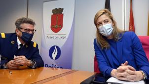 <p>Innenministerin Annelies Verlinden neben dem Lütticher Polizeichef Christian Beaupere</p>