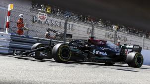 <p>Lewis Hamilton auf dem Startkurs von Monaco.</p>