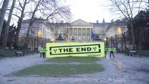 <p>Protestaktion der Umweltschutzorganisation Greenpeace vor dem Parlament in Brüssel</p>