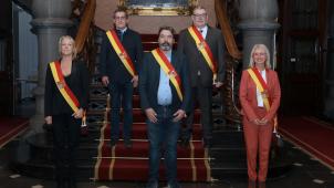 <p>Das Provinzkollegium auf einen Blick: Katty Firquet, Andre Denis, Luc Gillard, Claude Klenkenberg, Muriel Brodure-Willain (v.l.n.r.)</p>