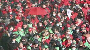 <p>Bei dem Aktionstag der FGTB und CSC waren tausende Gewerkschafter vertreten.</p>