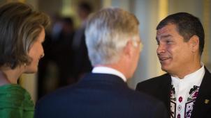 <p>Auf diesem Foto vom 11. Juni 2015 ist Rafael Correa zuammen mit König Philippe und Königin Mathilde beieinem Empfang zu sehen.</p>