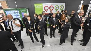 <p>Streik des Personals von Brussels Arilines vergangenen Donnerstag in der Abflughalle des Airports Zaventem</p>