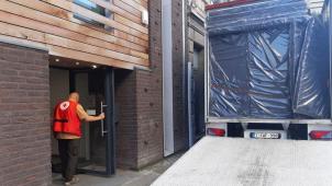 <p>Das neue Aufnahmezentrum des Roten Kreuzes in der Rue aux Laines in Verviers.</p>
