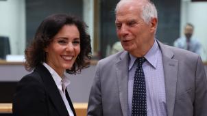 <p>Hadja Lahbib und der hohe Vertreter für die europäische Außen- und Sicherheitspolitik, Josep Borrell</p>