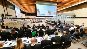 <p>Der Gerichtssaal im Brüsseler Stadtteil Haren am Montagmorgen.</p>