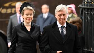 <p>Königin Mathilde und König Philippe am 29. März 2022 in der Westminster Abbey im Zentrum Londons zu einem Dankgottesdienst für den britischen Prinzen Philip, Herzog von Edinburgh, fast ein Jahr nach seinem Tod und seiner Beerdigung, die unter Coronavirus-Beschränkungen stattfand.</p>
