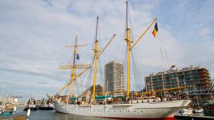 <p>Das ehemalige Segelschulschiff „Mercator“, wurde durch das Feuer nicht beschädigt.</p>