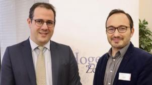 <p>Föderalminister David Clarinval (l.) mit dem deutschsprachigen Vertreter Eric Chavet</p>