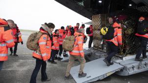 <p>Vom Militärflugplatz Melsbroek aus ist am Samstagmorgen eine Logistikeinheit von B-Fast in Richtung Türkei aufgebrochen.</p>