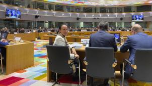 <p>Bildungsministerin Lydia Klinkenberg beim EU-Ministerrat</p>