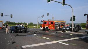 <p>Die Unfallstelle auf der B 266 an der Abzweigung nach Firmenich</p>