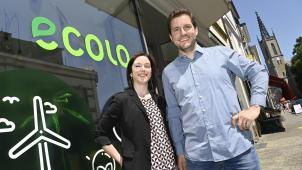 <p>Fabienne Colling und Andreas Jerusalem beim Pressetermin in Eupen</p>