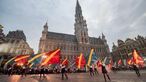 <p>Die Eröffnungszeremonie auf dem Grand Place in Brüssel am Mittwoch.</p>
