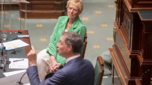 <p>Premierminister Alexander De Croo und Pensionsministerin Karine Lalieux mussten sich in der Kammer vielen Fragen und Bemerkungen zur Rentenreform stellen.</p>