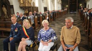 <p>Beim Te Deum: (v.l.) Oberstleutnant Kurt Maertens (Kmile), Bürgermeisterin Claudia Niessen, Erste Vizepräsidentin des DG-Parlaments Patricia Creutz und Kirchefabrikspräsident Rolf Rampelbergh.</p>